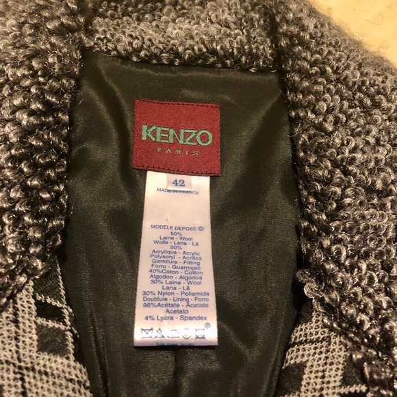 Auth New KENZO Wool-Blend Patterned Jacket Size 42 - Picture 5 of 6